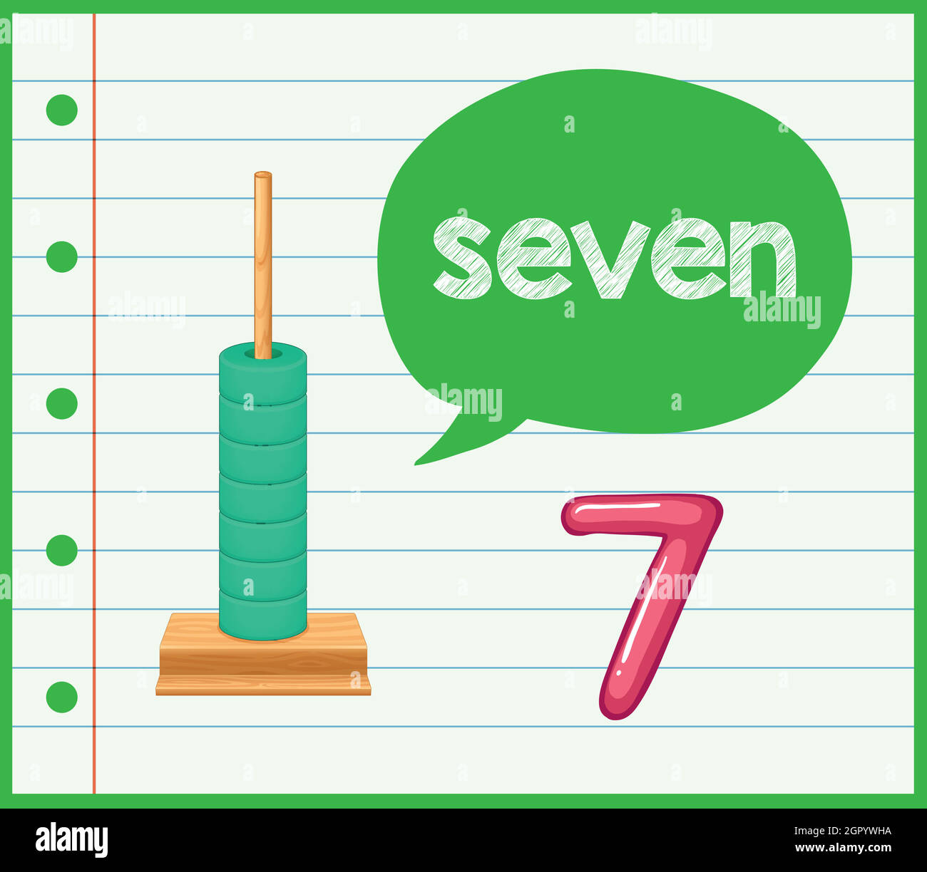 Abacus and number 7 Stock Vector