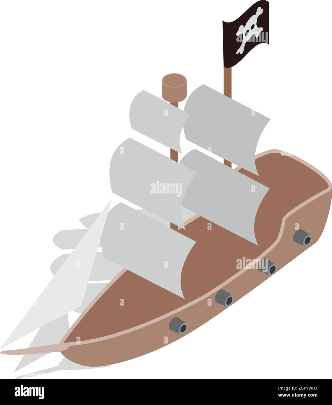 Pirate ship icon, isometric 3d style Stock Vector
