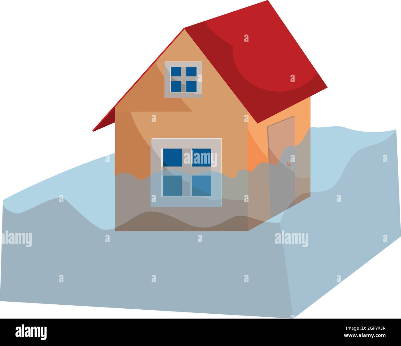 Flood insurance icon, cartoon style Stock Vector
