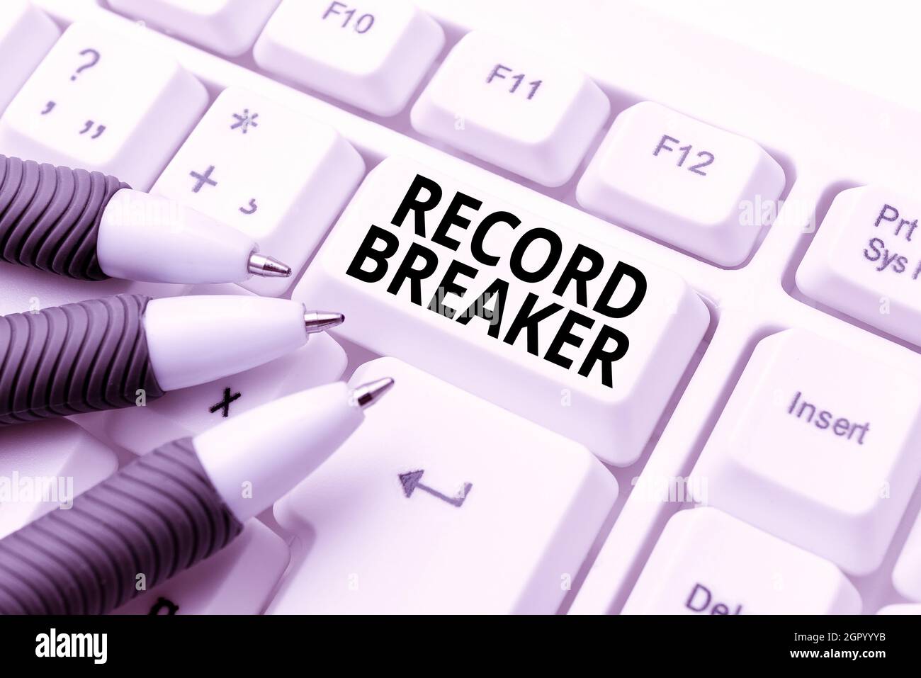 Writing displaying text Record Breaker. Concept someone or something that beats previous best result Internet And Online Research Photo - Alamy