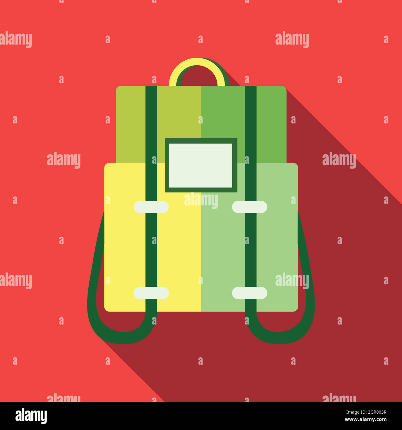 Green backpack icon in flat style Stock Vector