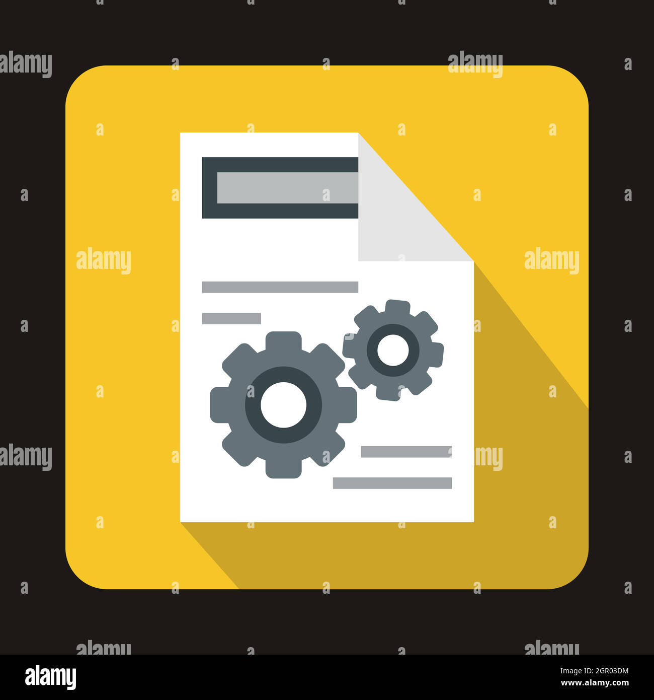 Gears on a paper icon in flat style Stock Vector