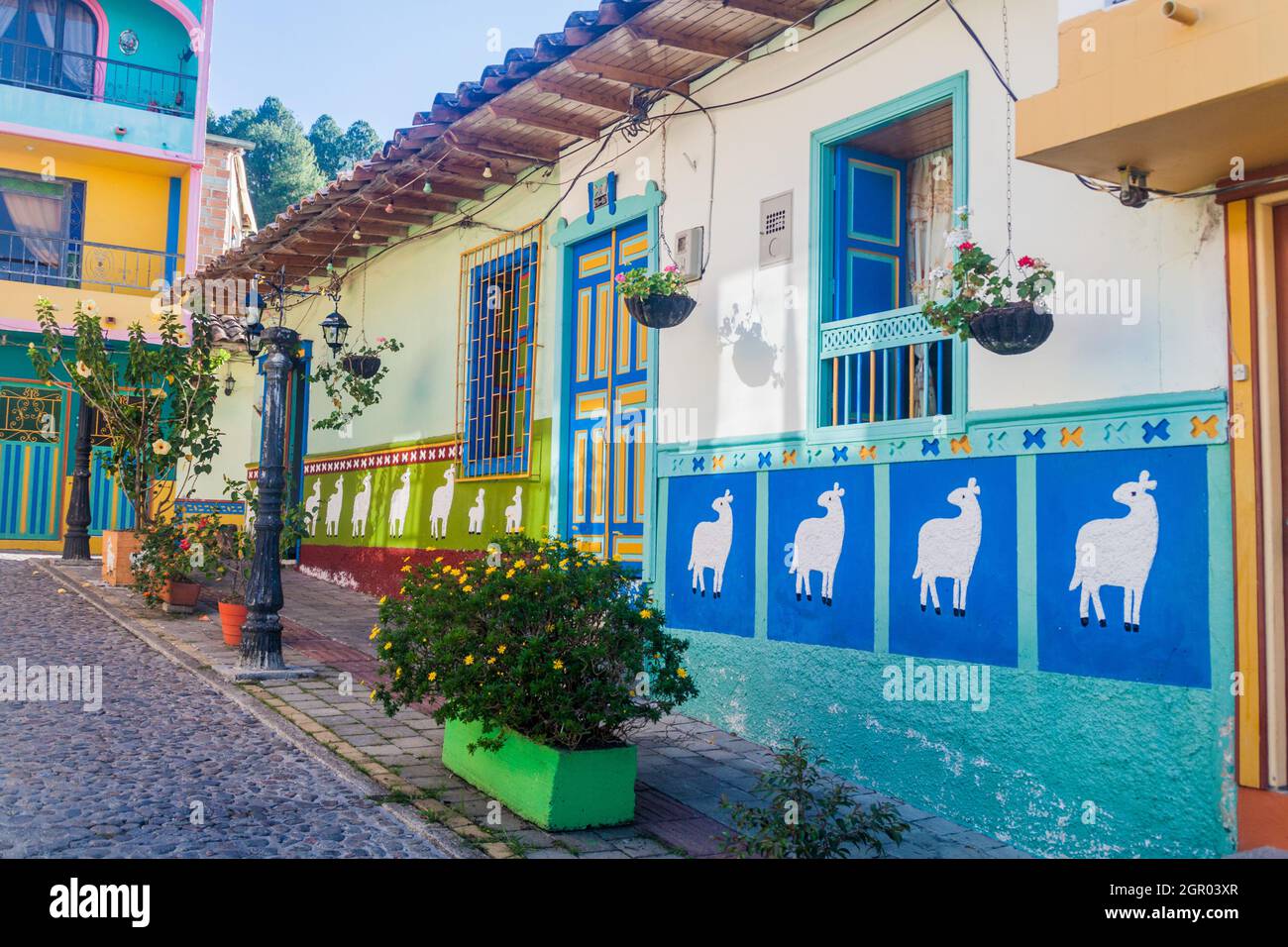 Colorful decorated houses in Guatape village, Colombia Stock Photo Alamy