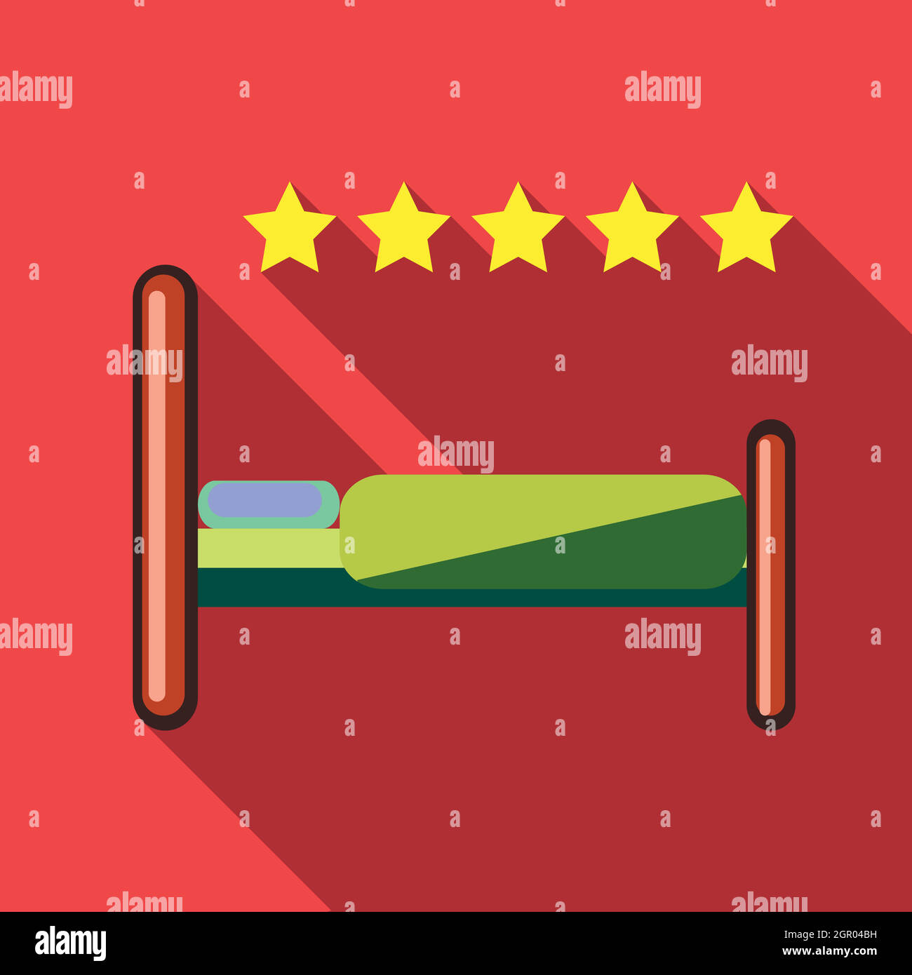 Night in 5 star hotel icon, flat style Stock Vector