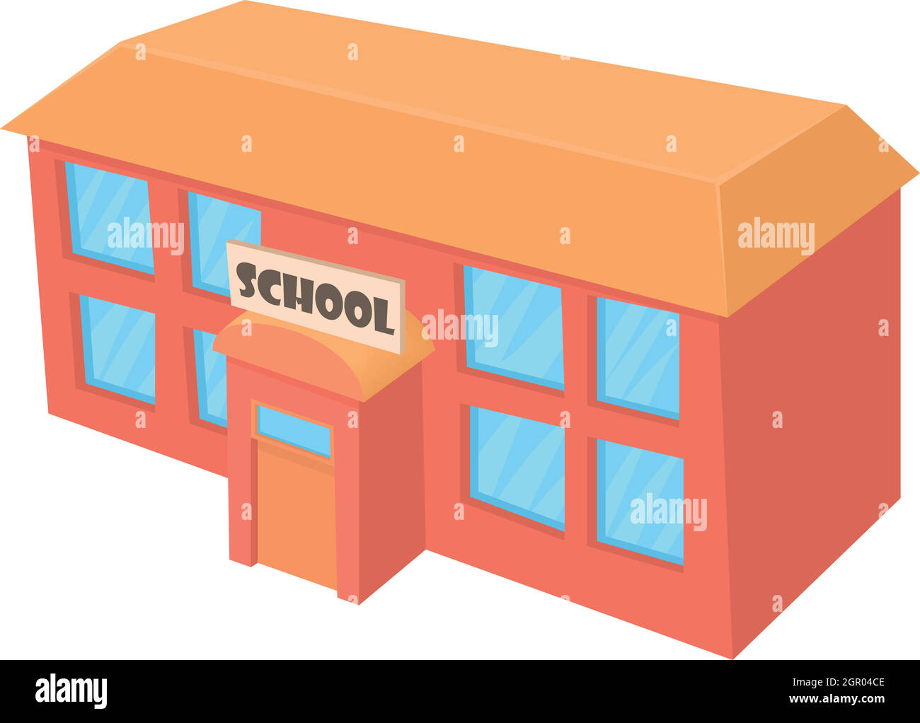 School building icon, cartoon style Stock Vector