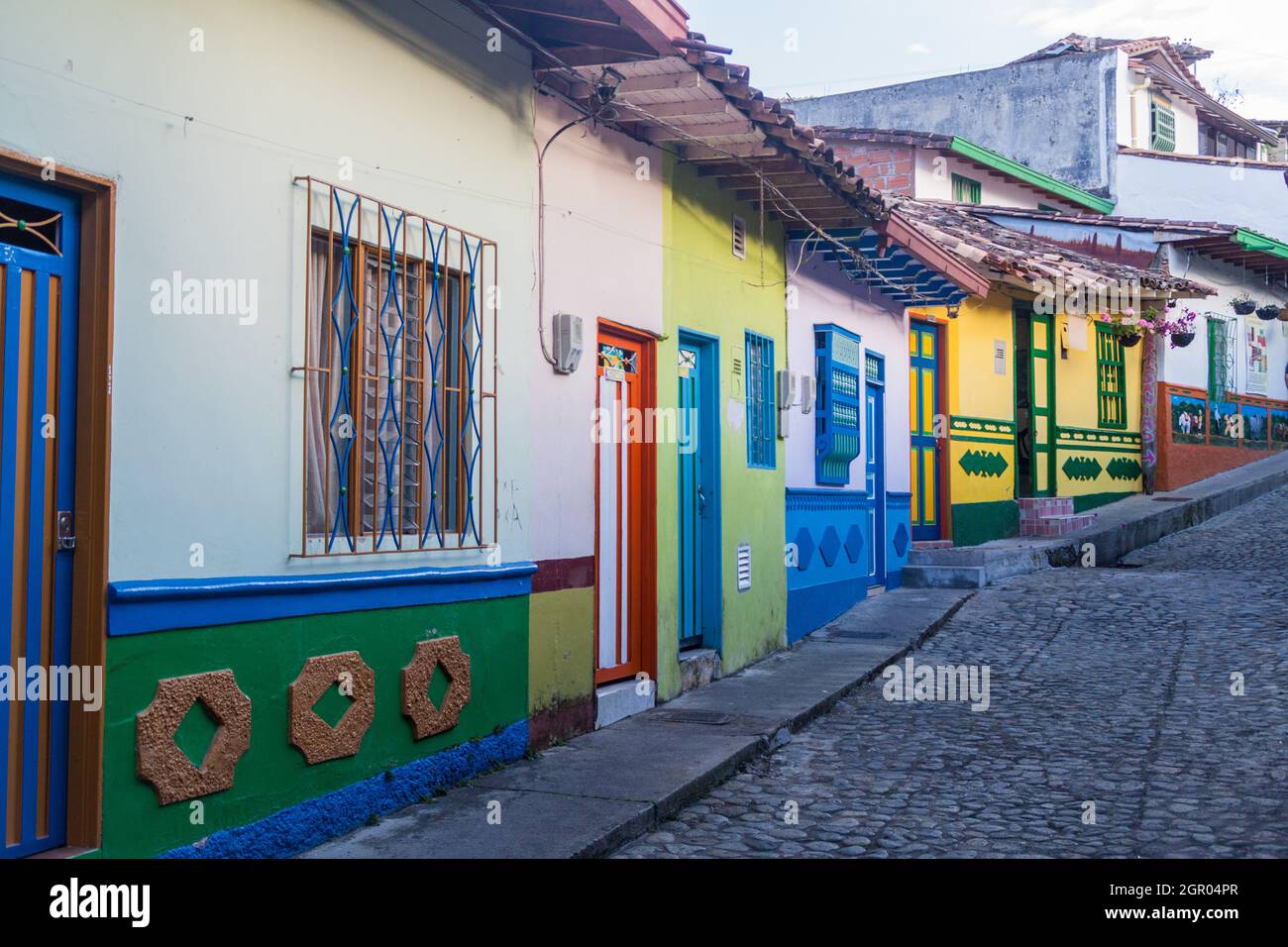Colorful decorated houses in Guatape village, Colombia Stock …