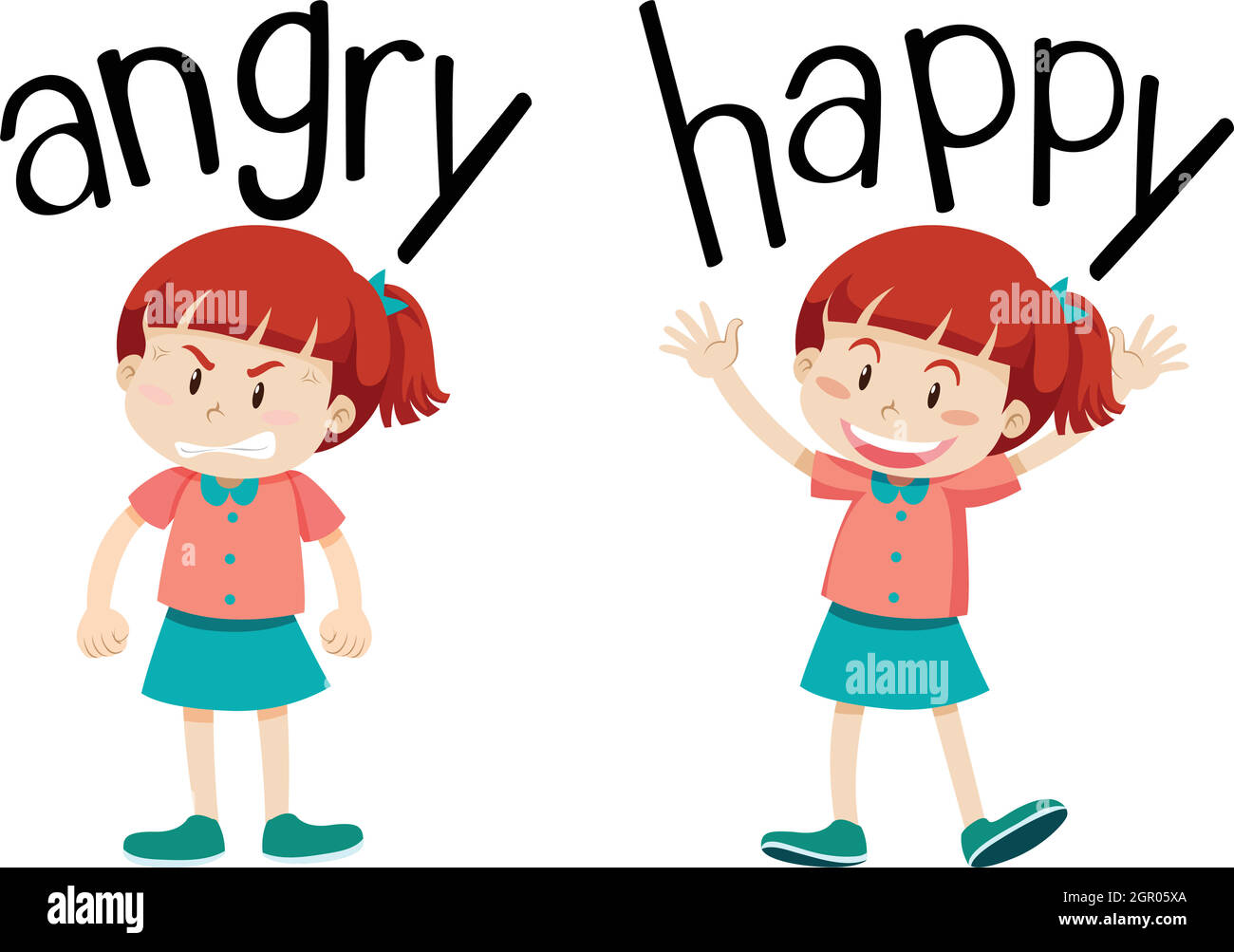 Opposite words for angry and happy Stock Vector Image & Art Alamy