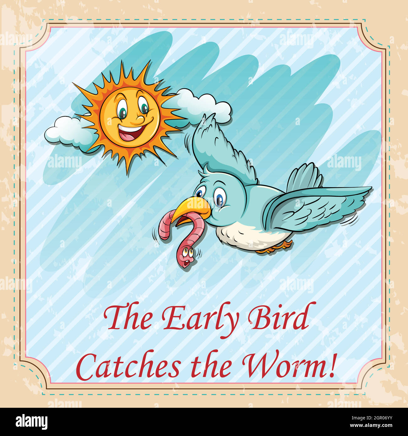 Early bird catches the worms Stock Vector