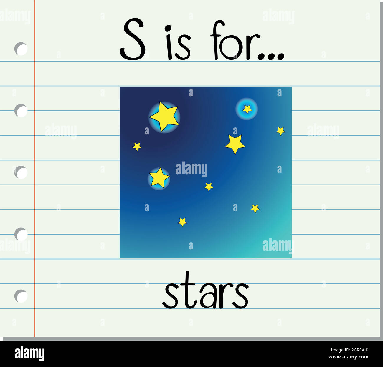 Flashcard letter S is for stars Stock Vector