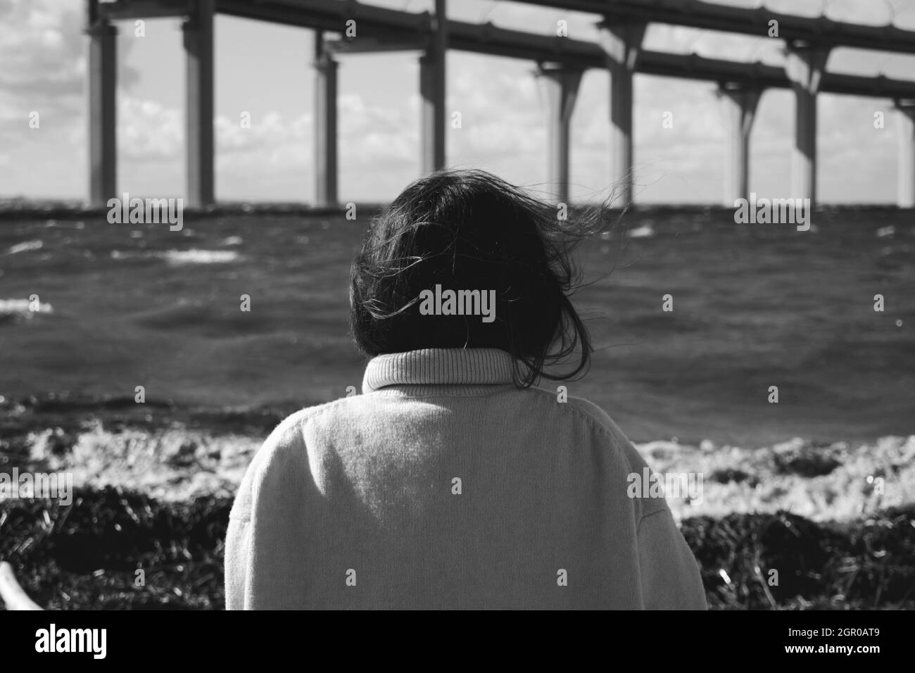 Woman bridge rear view Black and White Stock Photos & Images - Alamy