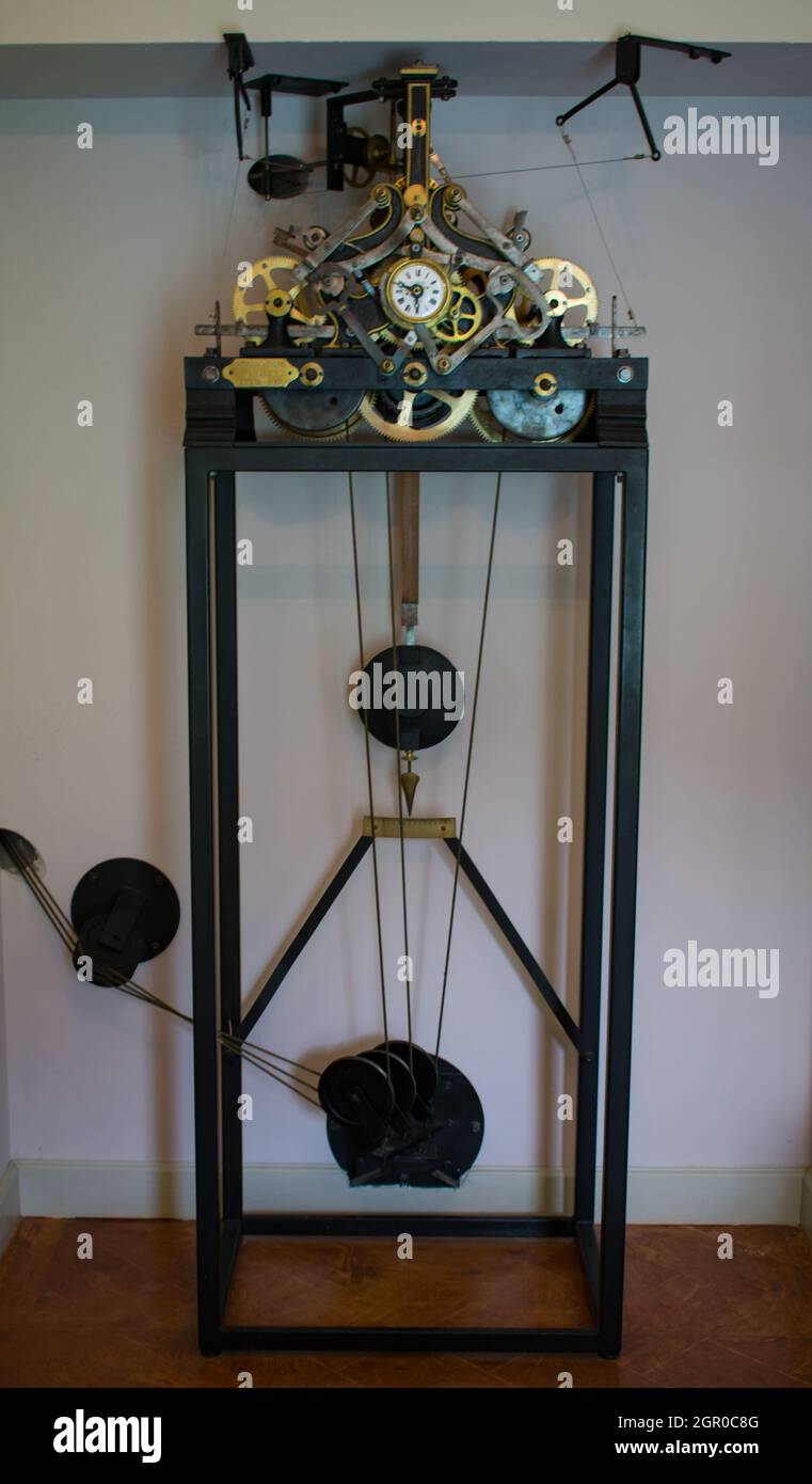 Antique clock gears for bell tower. Famous Villa del Balbinello of Lake ...