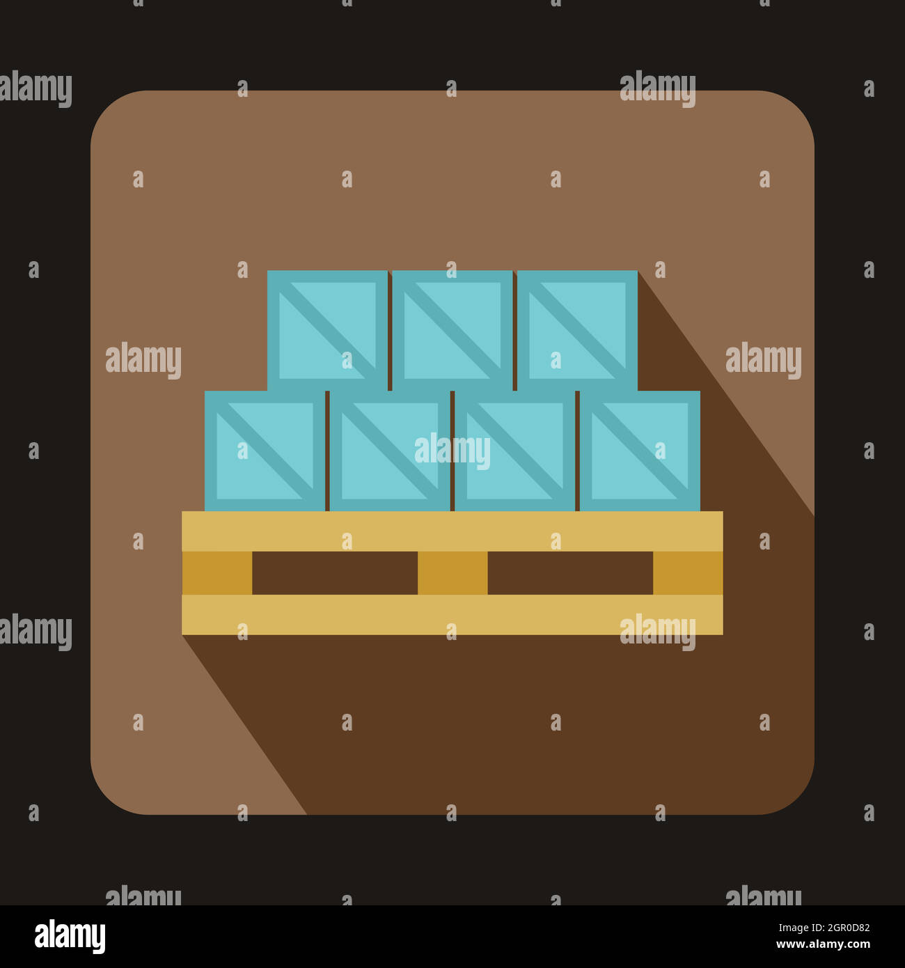 Boxes on wooden palette icon, flat style Stock Vector