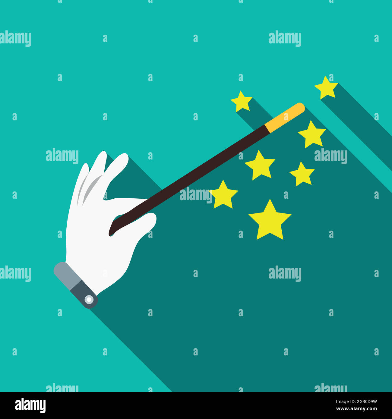 Magician hand with a magic wand icon, flat style Stock Vector Image ...