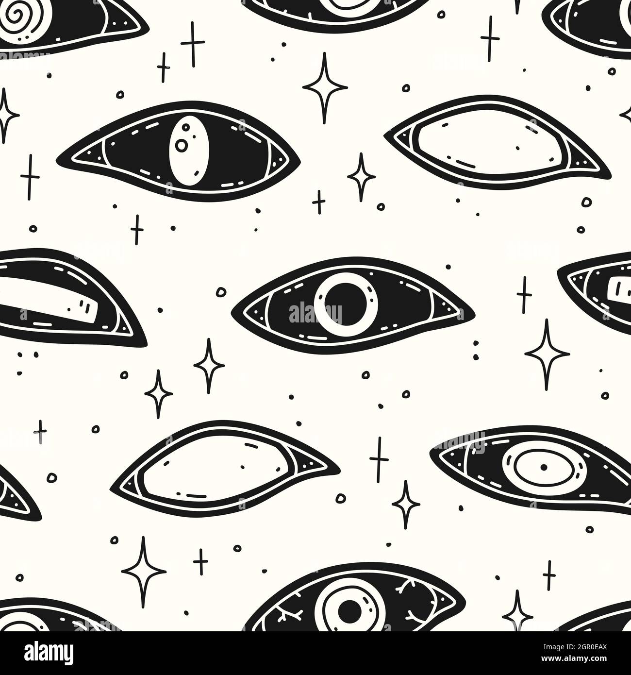 Creepy eyes on a white background. Vector seamless pattern Stock Vector ...