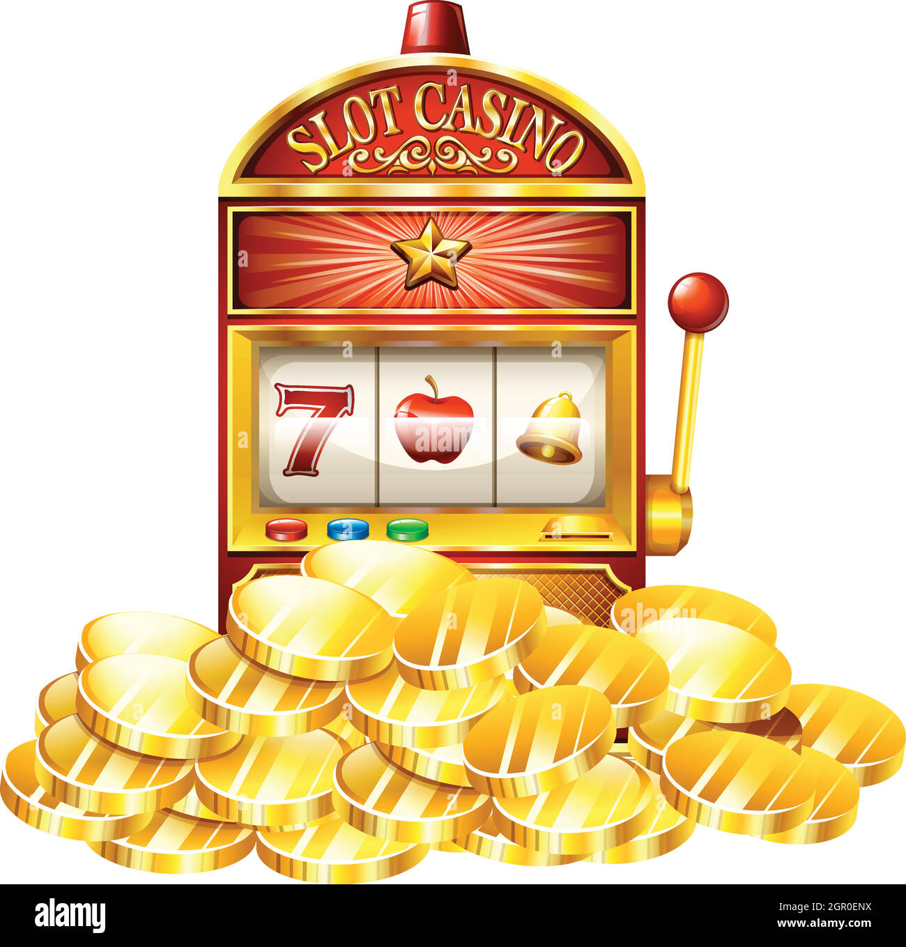 Slot machine with golden tokens Stock Vector