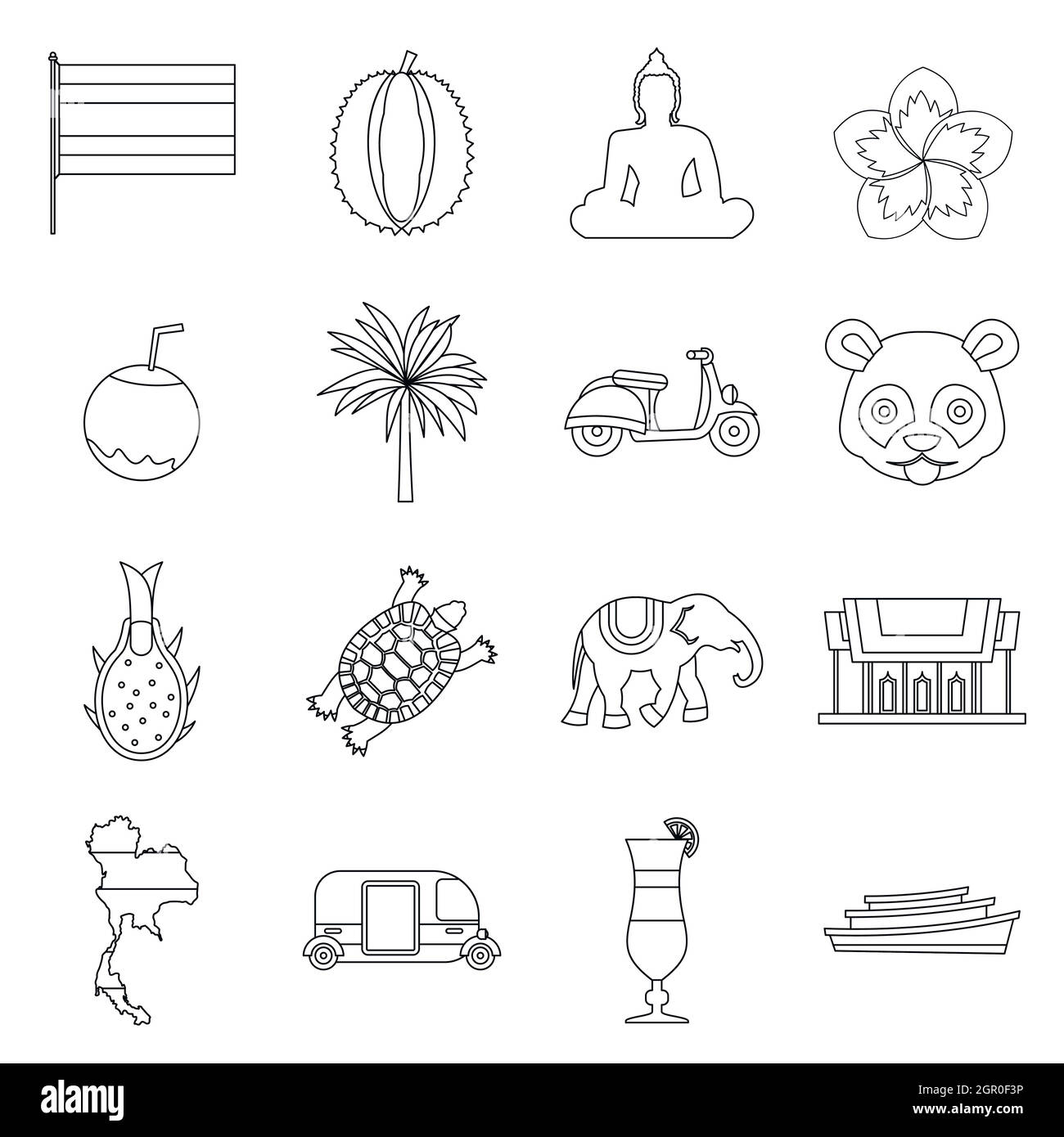 Costa Rica icons set, outline ctyle Stock Vector