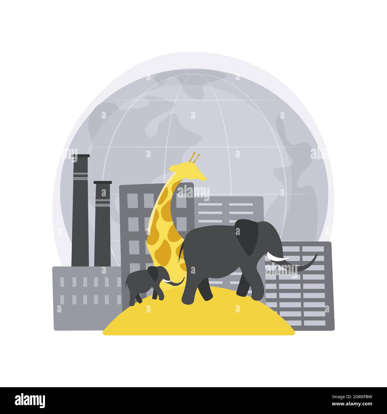 Habitat loss for wild animals abstract concept vector illustration