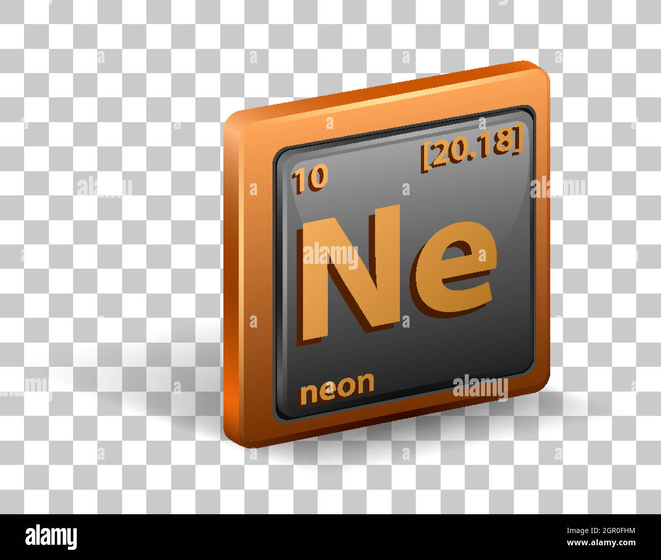 Neon chemical element. Chemical symbol with atomic number and atomic mass. Stock Vector