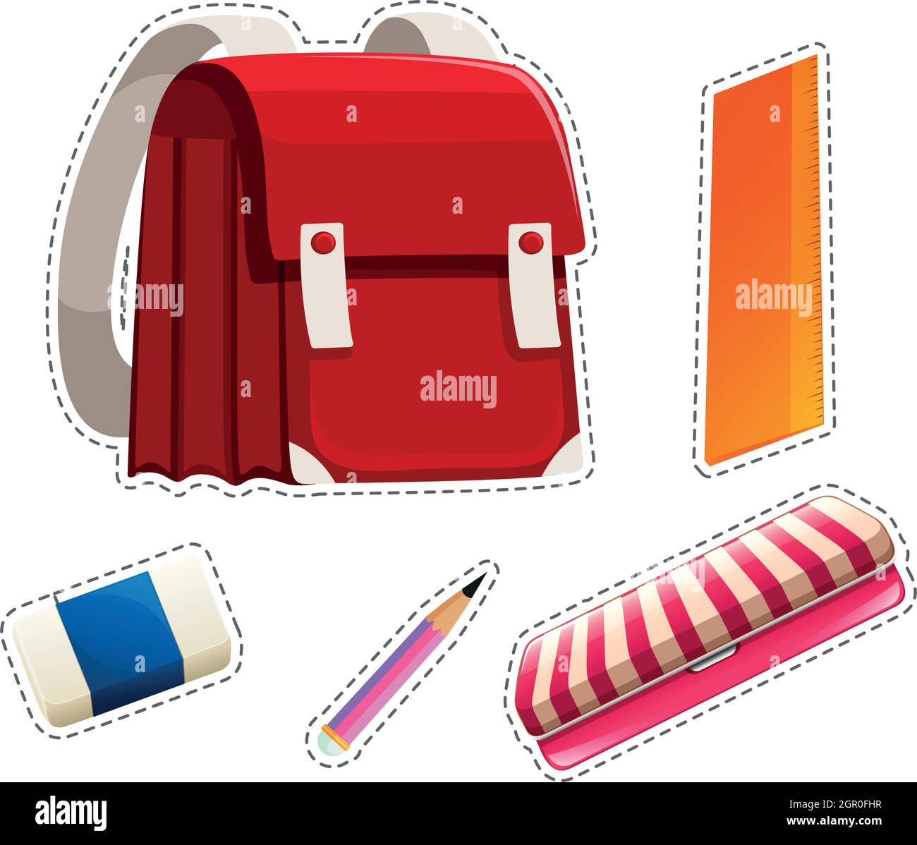 Sticker set of school materials Stock Vector Image & Art Alamy