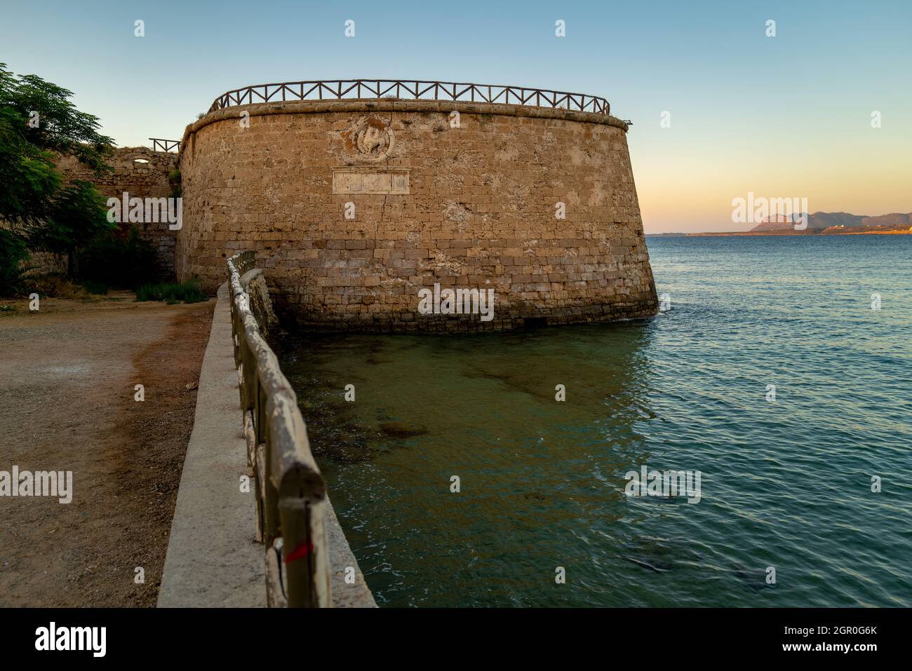 Closeup shot of a Sabbionara Rampart in Chania, Greece next to the sea Stock Photo