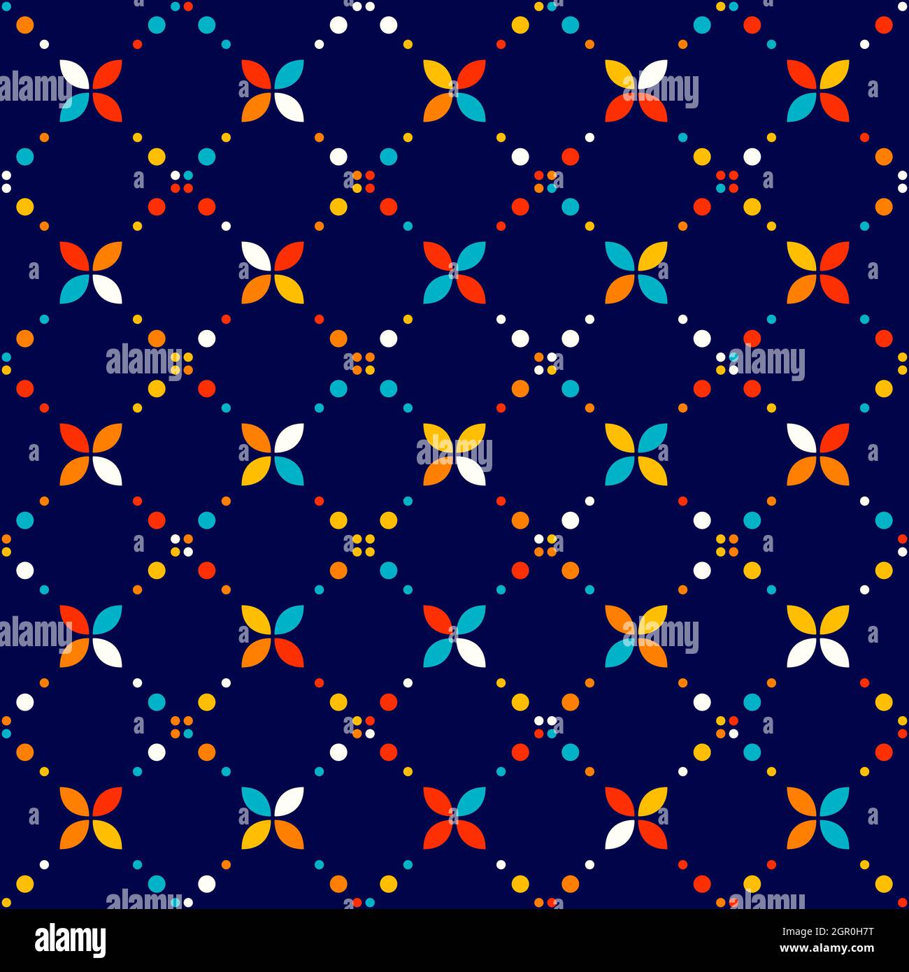 Abstract geometric pattern, small spots and dots. Colorful particles on dark background. Seamless vector pattern. Abstract background. Stock Vector