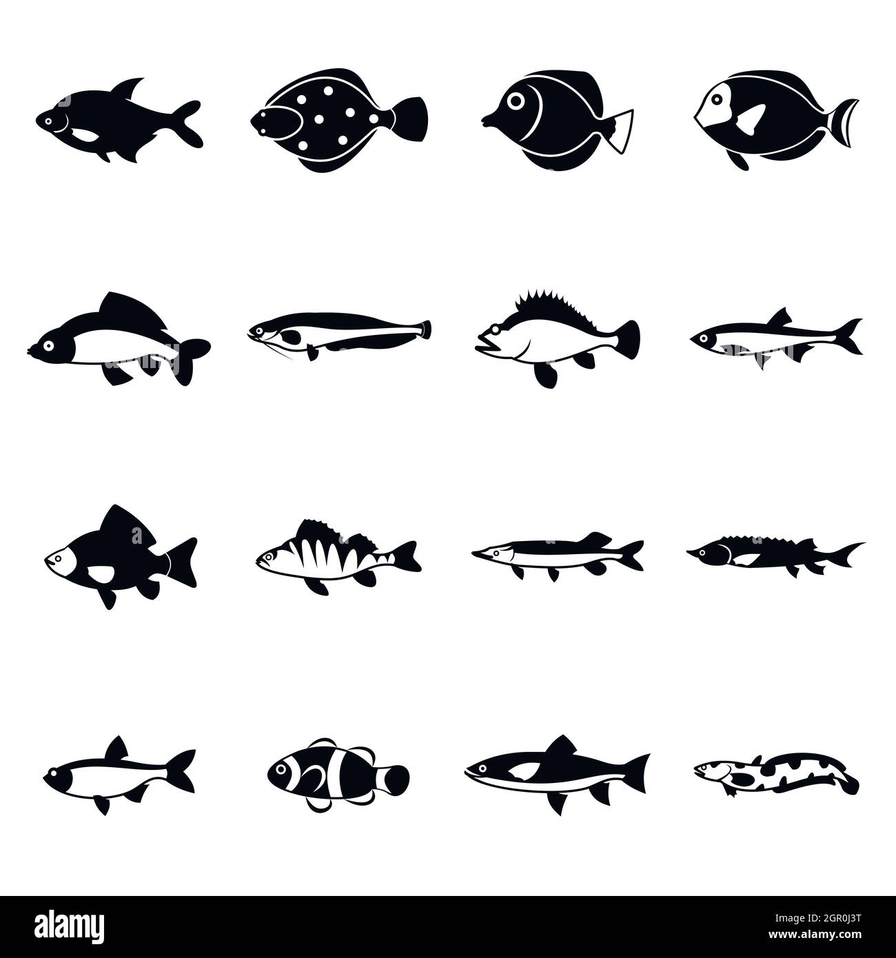 Cute fish icons set, simple style Stock Vector Image & Art - Alamy
