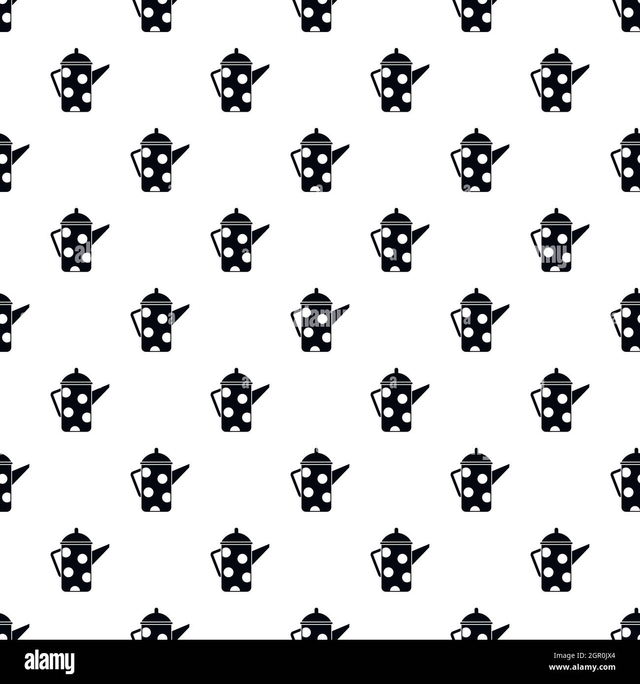 Metal kettle with white polka dots pattern Stock Vector
