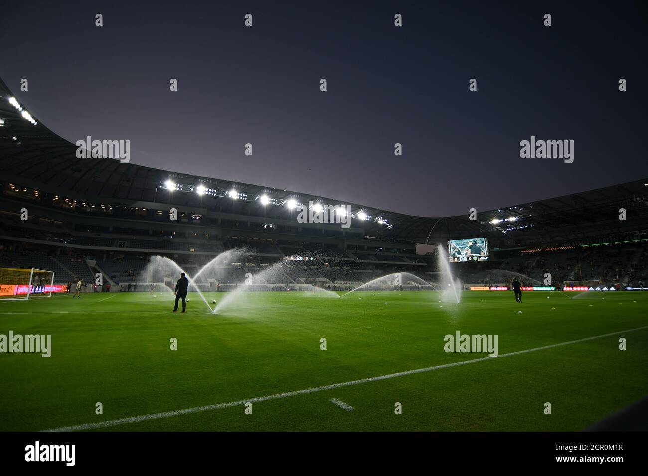 General overall view of the Banc of California Stadium before a MLS soccer game between the LAFC and the Portland Timbers, Wednesday, Sept. 29, 2021, Stock Photo