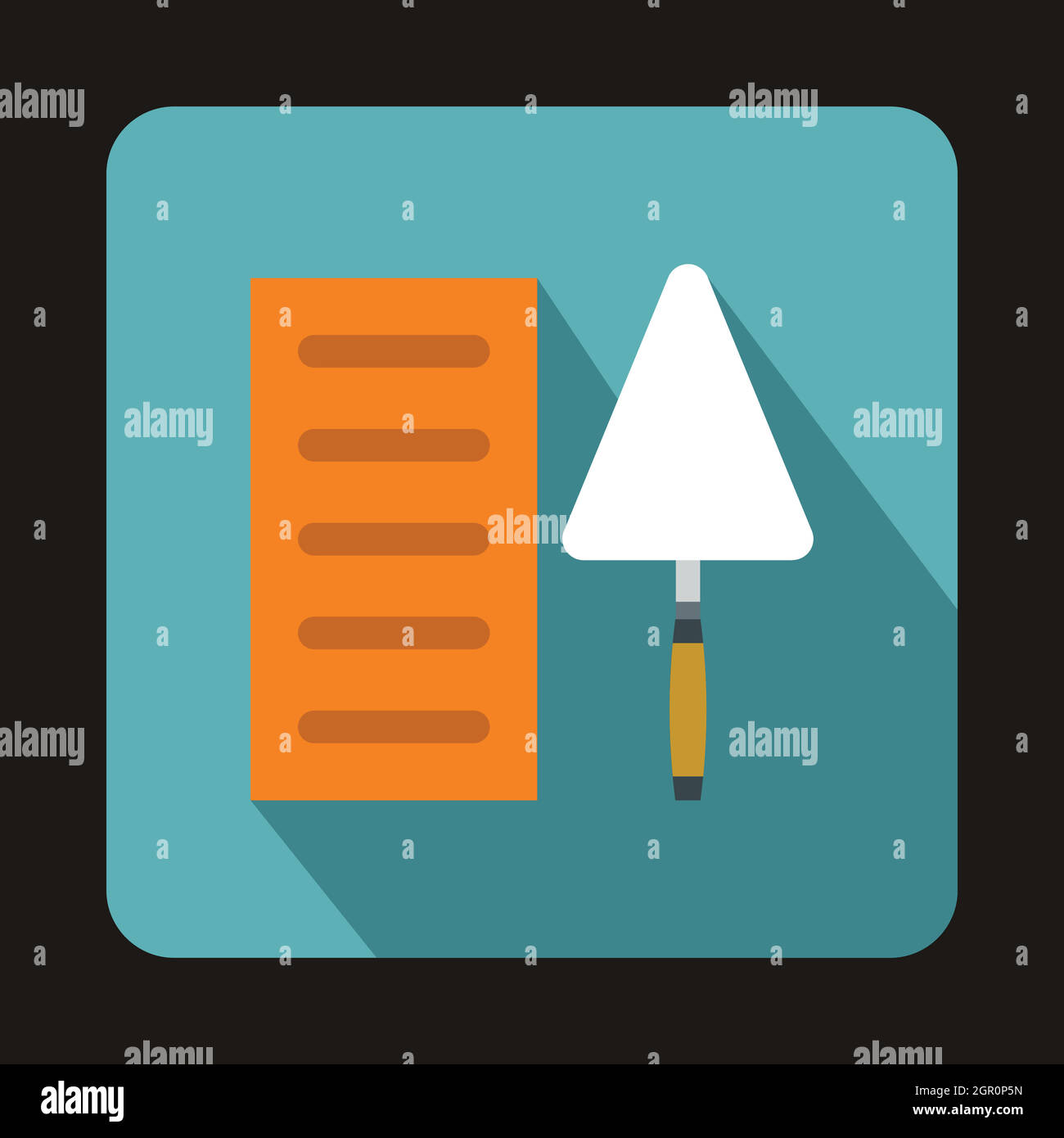 Building brick and construction trowel icon Stock Vector