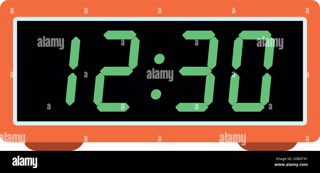 Digital table clock icon, flat style Stock Vector
