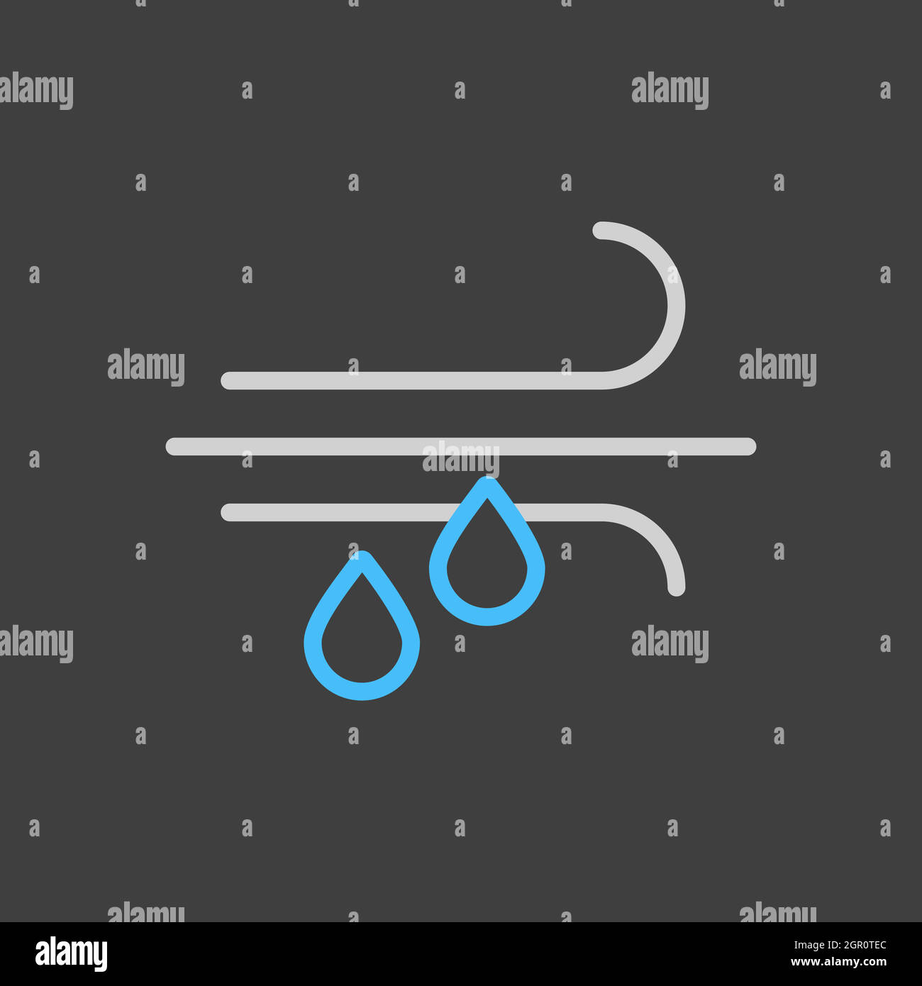 Wind rain vector flat icon on dark background. Weather sign Stock ...