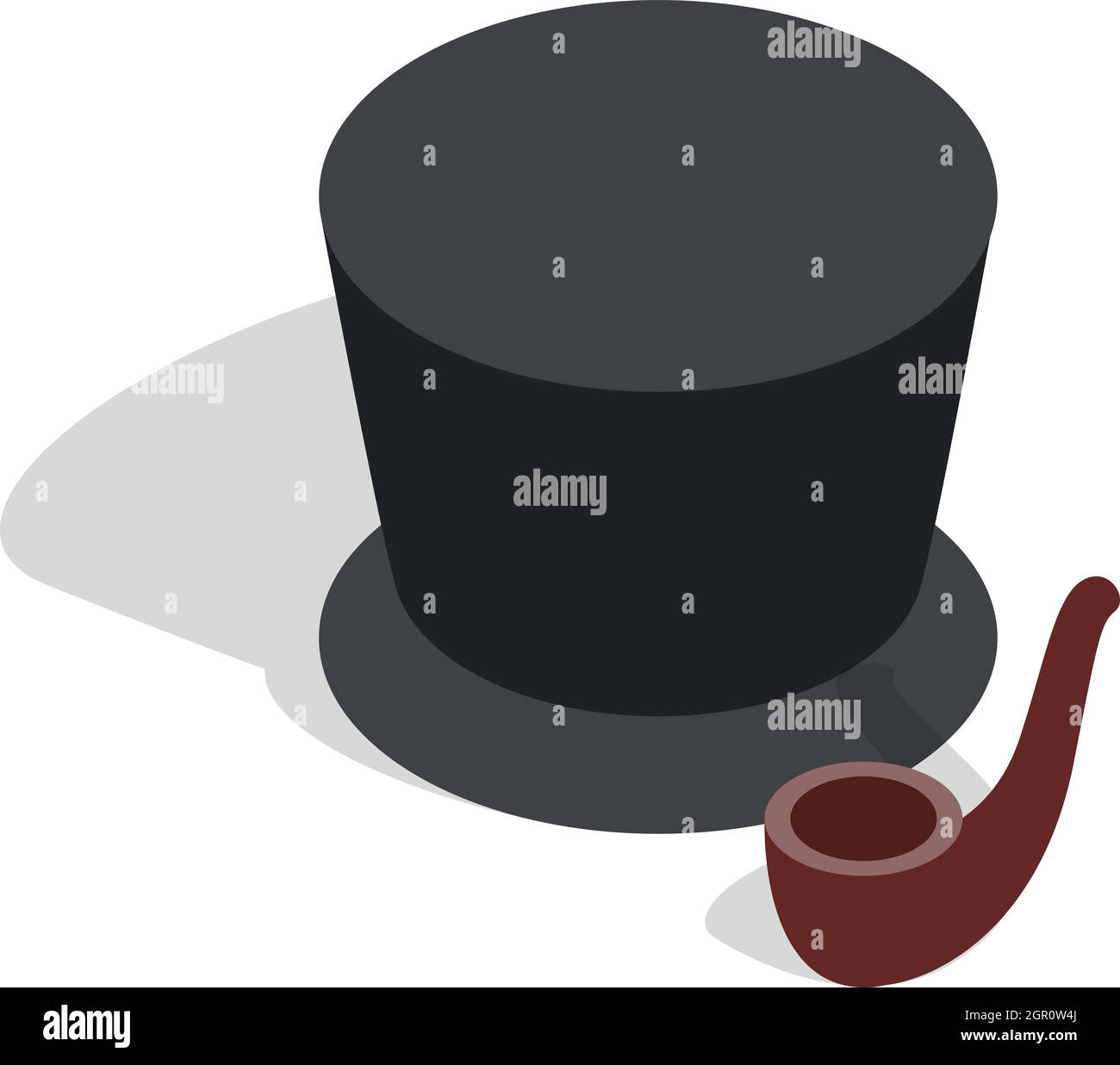 Hat and smoking pipe icon, isometric 3d style Stock Vector
