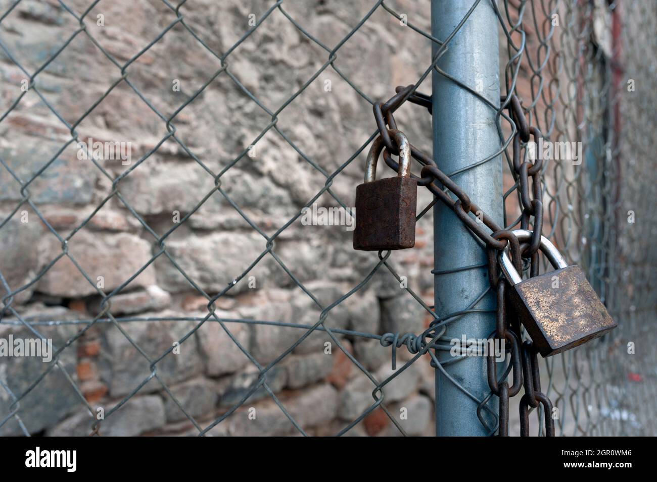 Locked door, locked gate Stock Photo Alamy