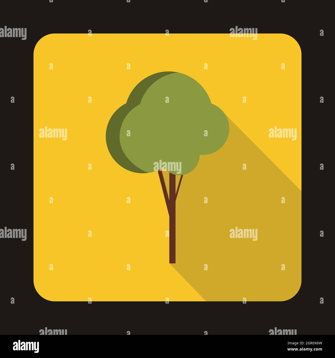 Fluffy tree icon, flat style Stock Vector