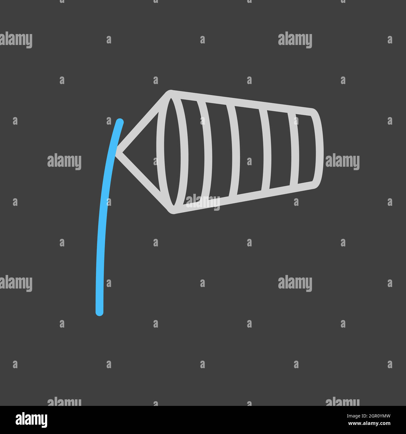 Windsocks inflated by wind vector flat icon on dark background Stock Vector