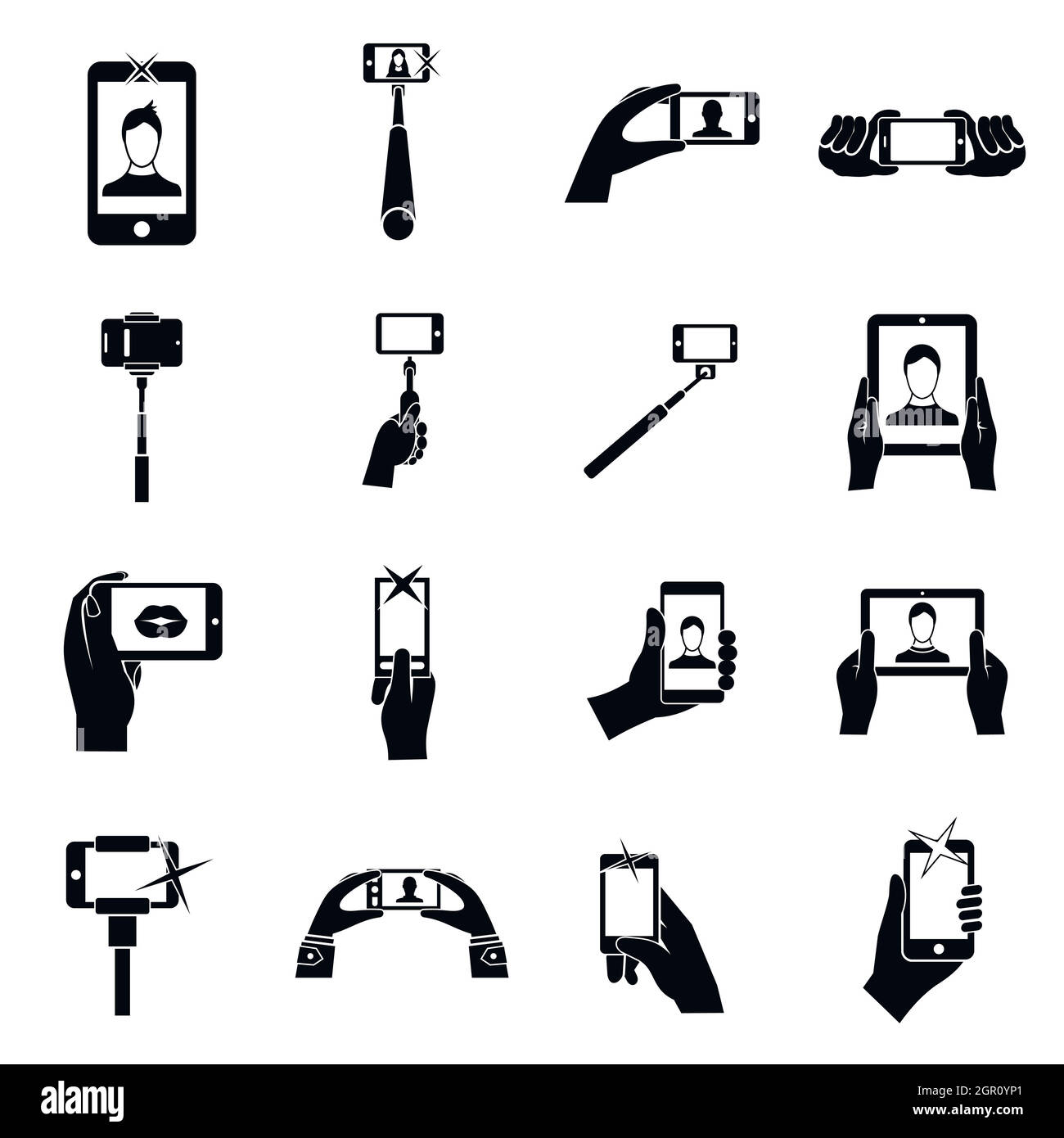 Selfie icons set, simple style Stock Vector