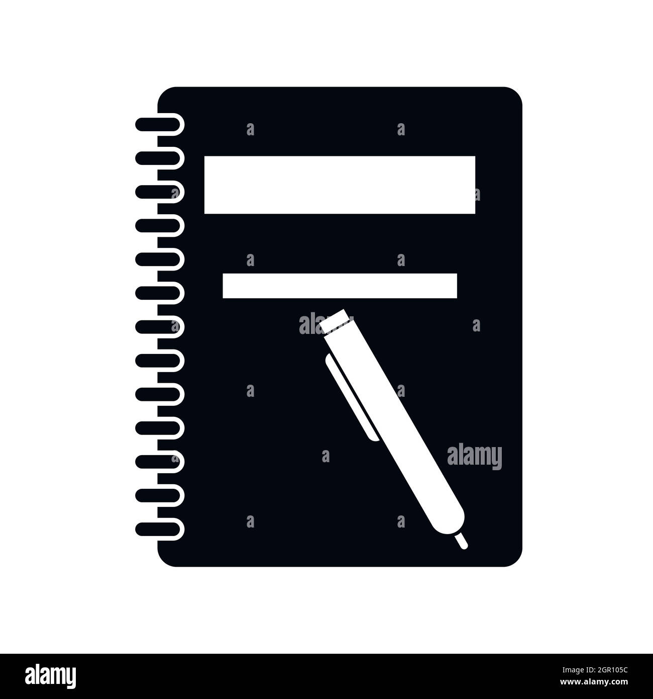 Closed spiral notebook and pen icon, simple style Stock Vector