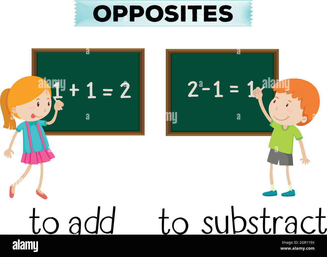 Opposite words for add and subtract Stock Vector