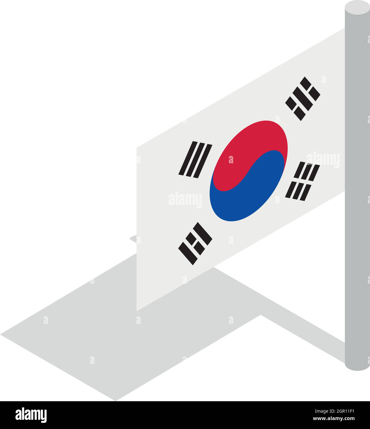 Flag of South Korea icon, isometric 3d style Stock Vector