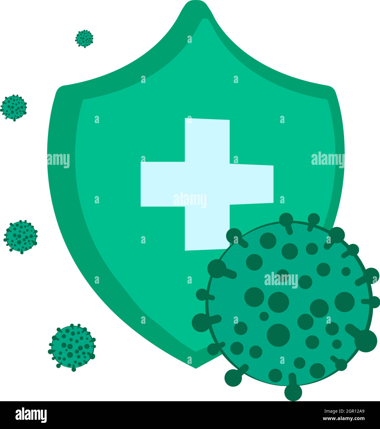 Antivirus shield and coronavirus sign vector illustration Stock Vector
