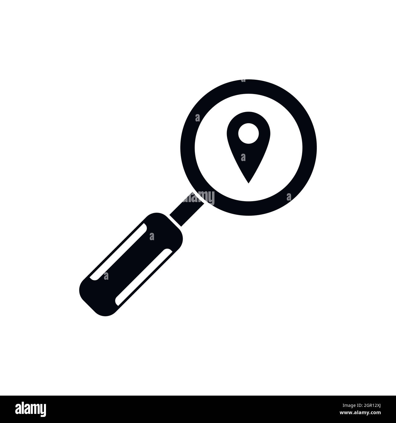 Magnifying glass and location icon, simple style Stock Vector Image