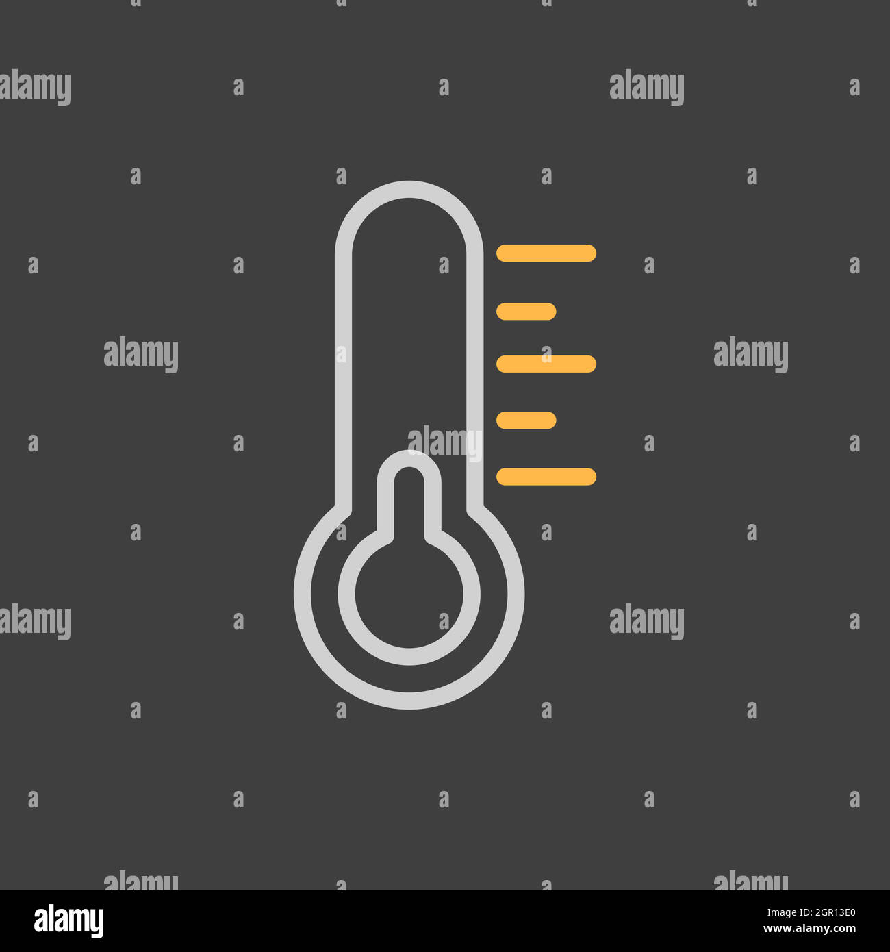 Thermometer vector isolated flat icon on dark background. Weather sign Stock Vector