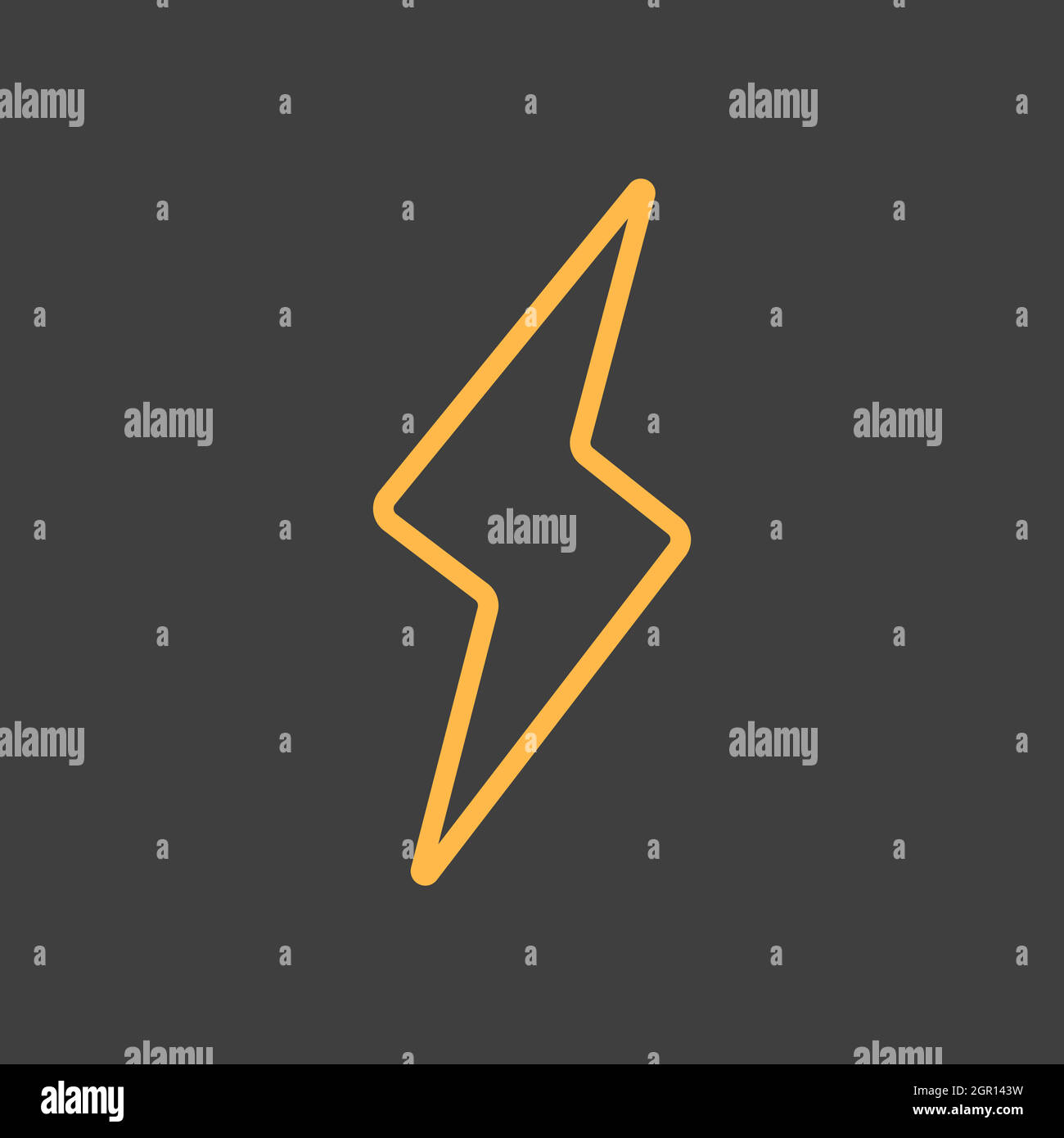 Lightning vector isolated flat icon on dark background. Weather sign Stock Vector