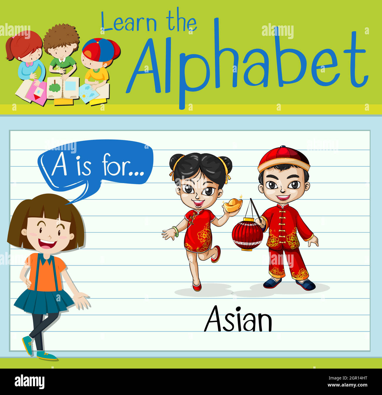 Flashcard letter A is for Asian Stock Vector Image & Art - Alamy