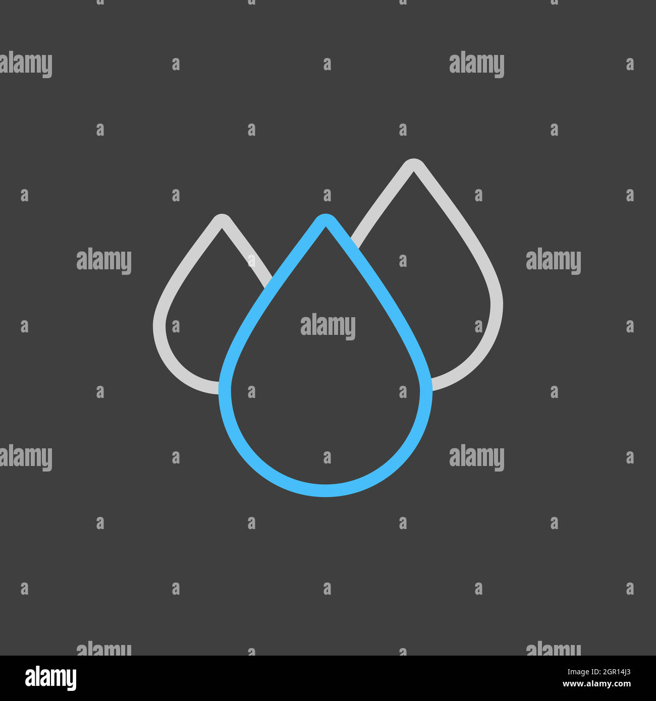 Drop water vector flat icon on dark background. Weather sign Stock Vector