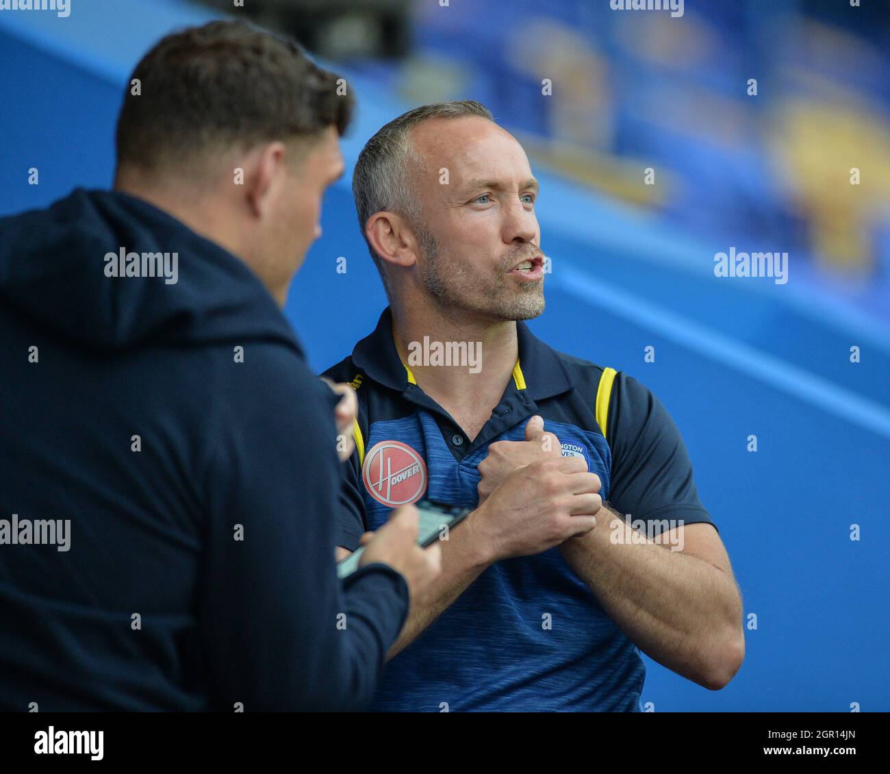 Warrington, England - 24 September 2021 - Warrington Wolves assistant coach Andrew Henderson before the Rugby League Betfred Super League, Elimination play-off, Warrington Wolves vs Hull Kingston Rovers at Halliwell Jones Stadium, Warrington, UK  Dean Williams Stock Photo