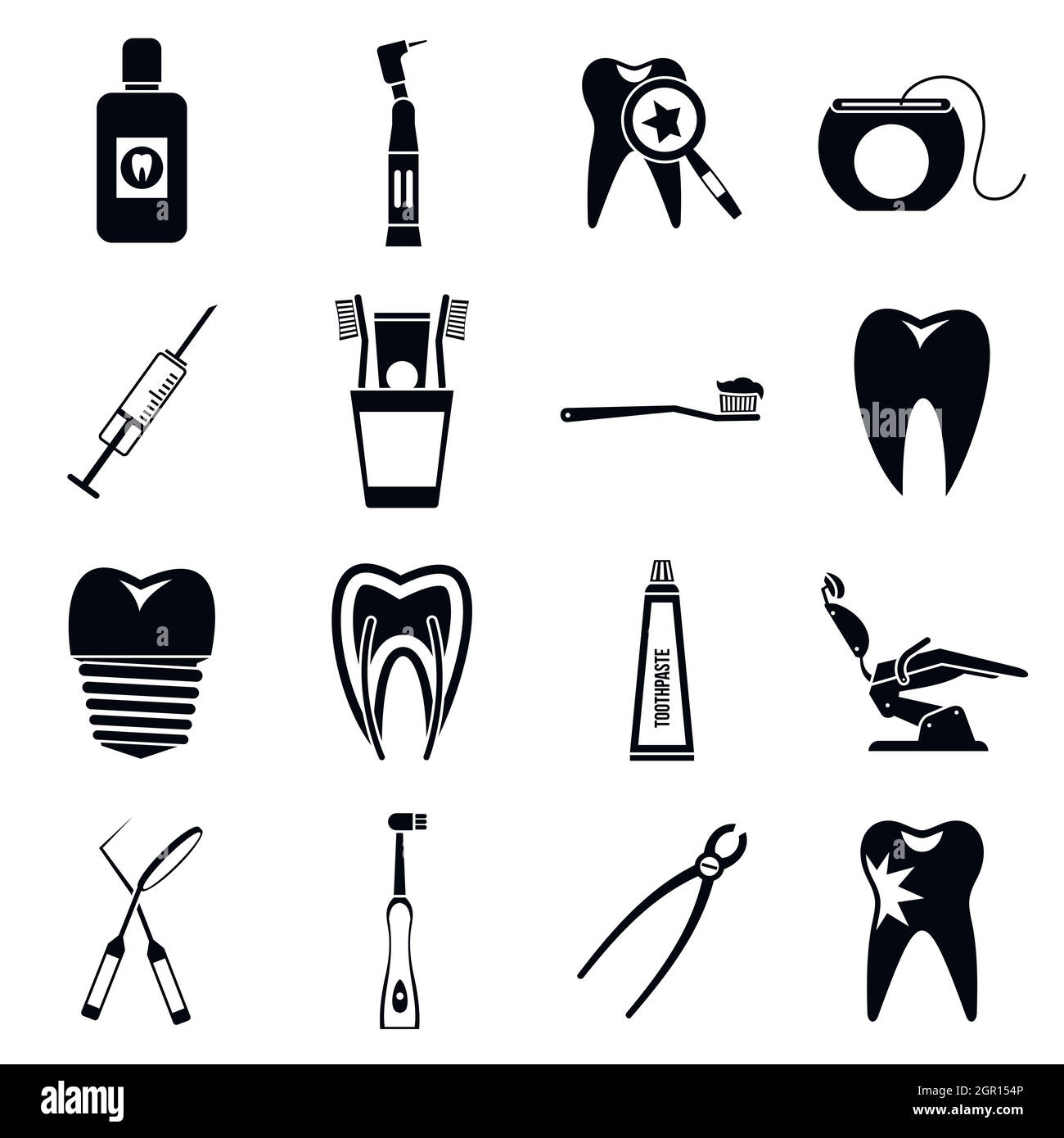 Dental care icons set, simple style Stock Vector Image & Art - Alamy
