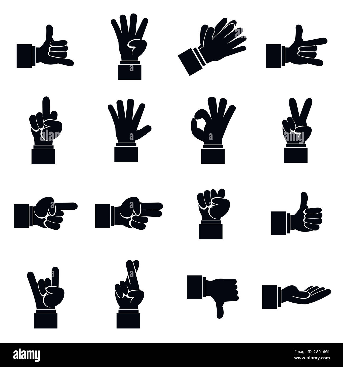 Hand gesture icons set, simple ctyle Stock Vector