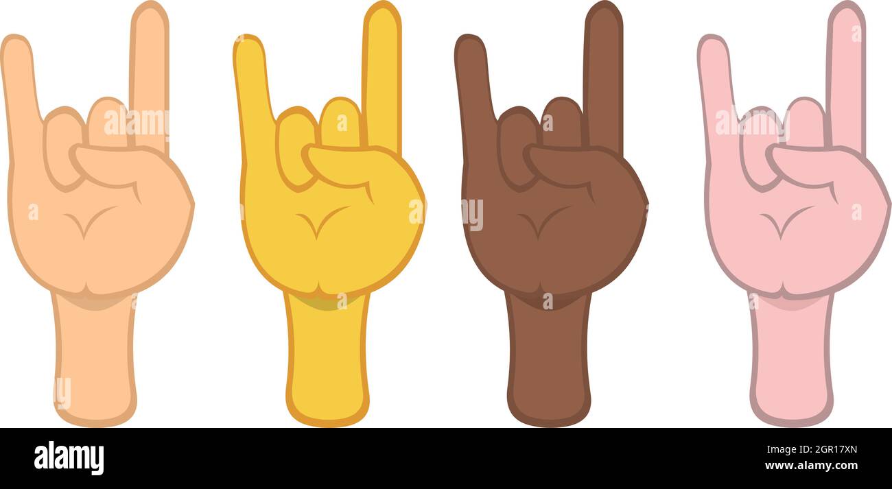 Vector illustration of emoticons of hands making horn or heavy metal