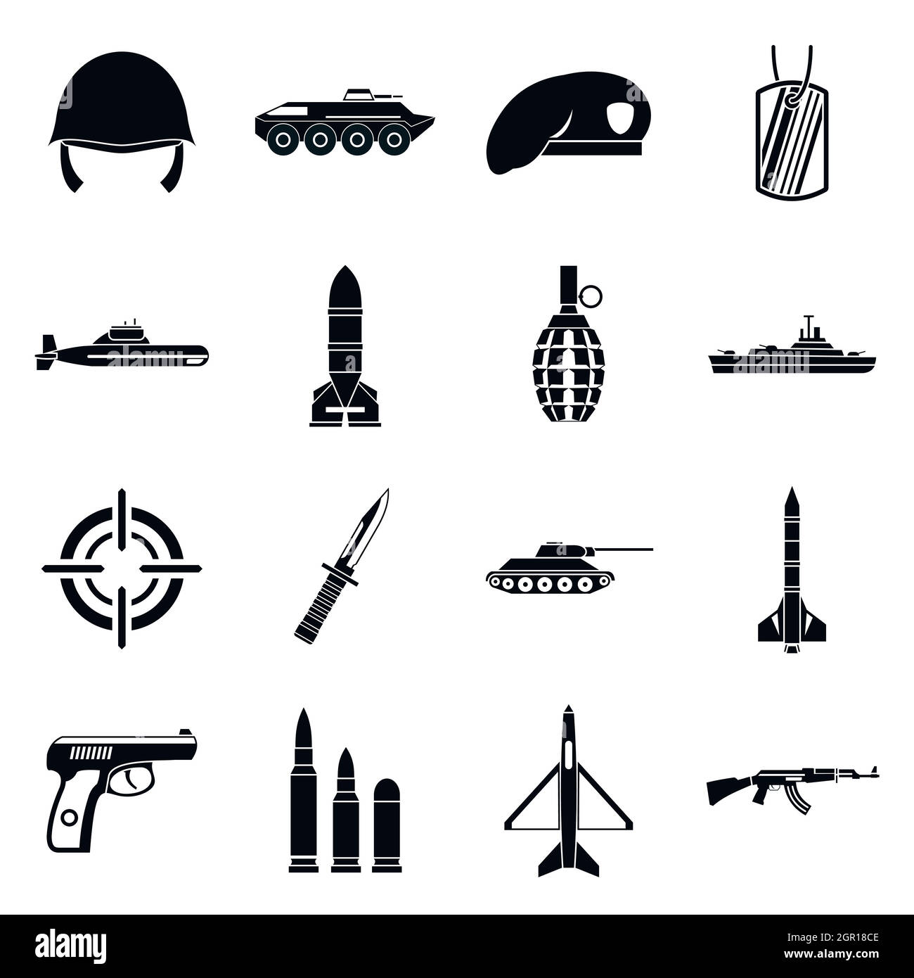 Military icons set, simple style Stock Vector